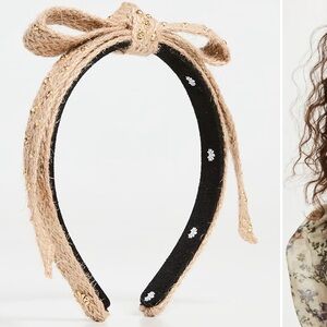 LELE SADOUGHI EMBELLISHED BARDOT SLIM RIBBON HEADBAND